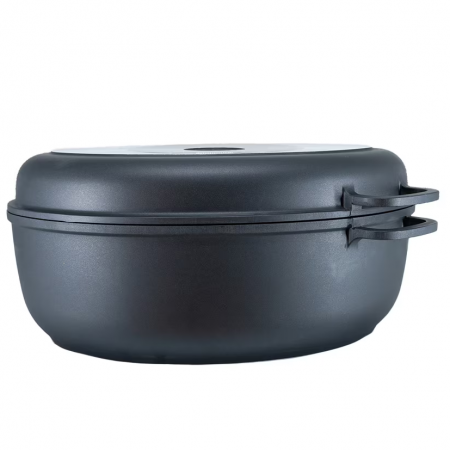 Pentru Casa si Camping - Roaster oval, dimensiune 38 cm, capac din sticla, capacitate 8L, cod 55874