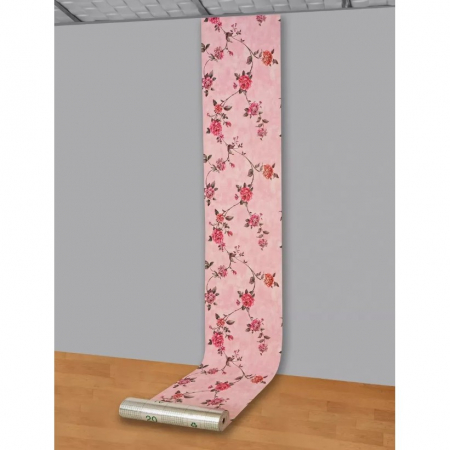 Rola Autoadeziva pentru Perete, Flippy, din Panza, 10 m, Rezistenta la Umezeala, 2.5 mm Grosime, Model Trandafiri, Roz [4]