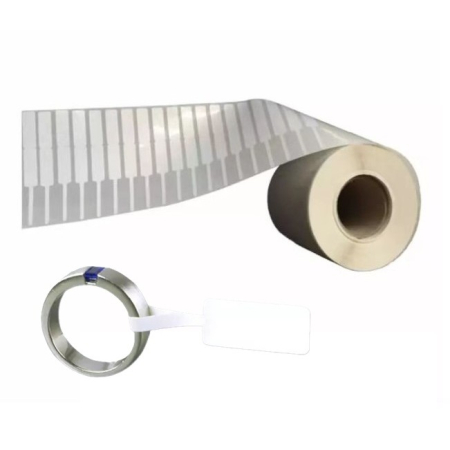 Bijuterii argint - Rola Etichete Bijuterii, Flippy, 1000 et./rola, din Plastic, 90 x 30 mm, Alb