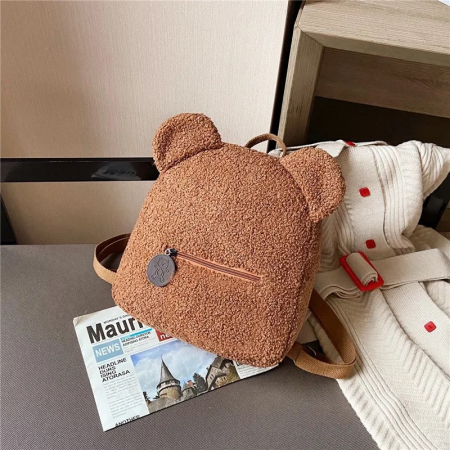 Sub 99 Lei - Rucsac de plus cu urechi - Teddy Bear Maro