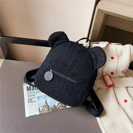 Sub 99 Lei - Rucsac de plus cu urechi - Teddy Bear Negru