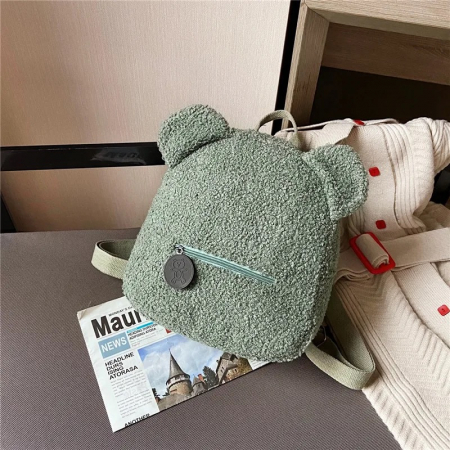 Sub 99 Lei - Rucsac de plus cu urechi - Teddy Bear Verde