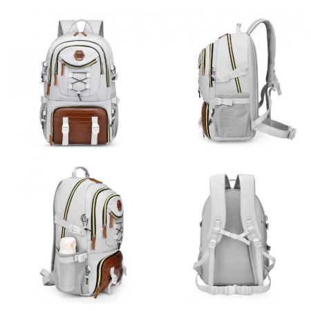 Rucsac Multifunctional pentru Calatorie, Flippy, pentru Alpinism, Voiaj, Drumetii, din Panza Oxford, 34x16x52 cm, Alb [1]