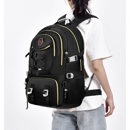 Rucsac Multifunctional pentru Calatorie, Flippy, pentru Alpinism, Voiaj, Drumetii, din Panza Oxford, 34x16x52 cm, Negru [2]