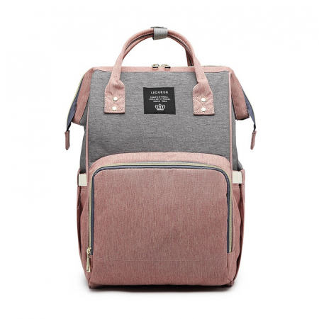 Jucarii, Copii & Bebe - Rucsac Multifunctional pentru Mamici, Flippy, din Panza Oxford, Compartimentare Multipla, Impermeabil, 43 x 18 x 26 cm, Roz/Gri