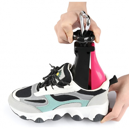 San/Calapod Pro Reglabil, Flippy, Alungire si Largire 4 Directii, Marime 40-47, Pantofi, Ghete, Adidasi, Arc, 22 x 21.5 x 7 cm, Roz / Negru [4]