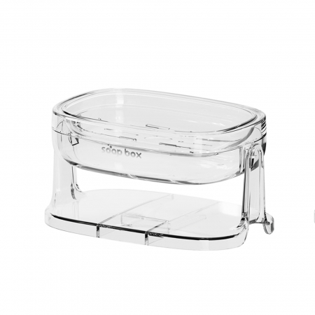 Savoniera cu Suport 2 in 1, Flippy, Pentru Perete sau Blat, PET, Scurgere Optima, Argintiu Transparent [4]