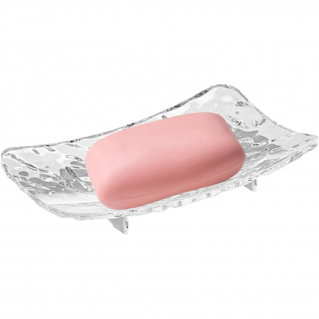 Savoniera din Plastic Flippy, 11 x 8 cm, cu Scurgere Apa, Design Modern, Transparent [3]