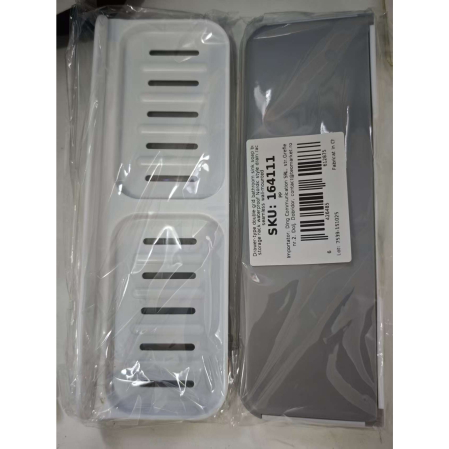 Savoniera Dubla, Flippy, de Perete, cu Compartiment de Scurgere, Montare prin Lipire, 26 x 8 x 4 cm, Alb/Gri [1]