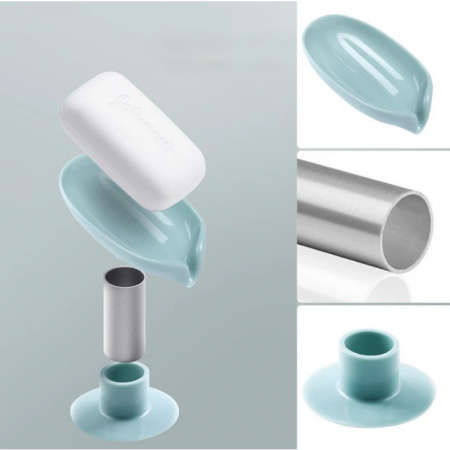 Savoniera Flippy, cu scurgere, pentru sapun, cu ventuza, material ABS, 13 x 8.5 x 10.5 cm, albastru [4]