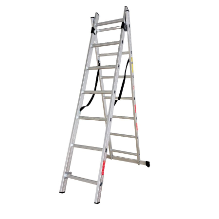 Pentru Casa si Camping - Scara combinata din aluminiu 2X7 trepte, MESTERINO TOOLS MTJL206-2X7, 3.22 metri, greutate maxima suportata 150 kg