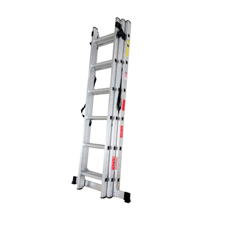 Pentru Casa si Camping - Scara combinata din aluminiu 3X6 trepte MESTERINO TOOLS MTJL207-3X6, 3.4 metri, greutate maxima suportata 150 kg