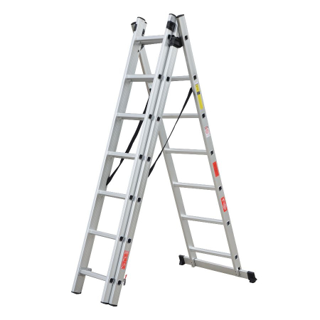 Scari - Scara combinata din aluminiu 3X7 trepte MESTERINO TOOLS MTJL207-3X7, 4.25 metri, greutate maxima 150 kg