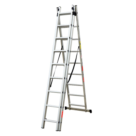 Scari - Scara combinata din aluminiu 3X9 trepte MESTERINO TOOLS MTJL207-3X9, 5.93 metri, greutate maxima 150 kg
