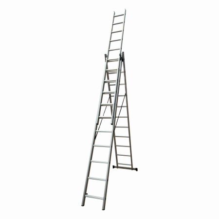 Pentru Casa si Camping - Scara combinata din aluminiu MESTERINO TOOLS JL-207-3X11, 7.6 metri, 3x11 trepte, greutate maxima 150 kg