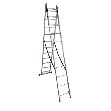 Scari - Scara combinata din aluminiu MESTERINO TOOLS MTJL206-2X11, 2X11 trepte, 5.46 metri, greutate maxima suportata 150 kg