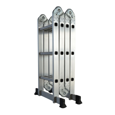 Pentru Casa si Camping - Scara multifunctionala din aluminiu cu balama 4X3 trepte MESTERINO TOOLS MTJL201-4X3, 3.6 metri, greutate maxima 150 kg