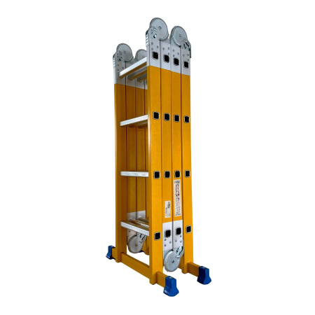 Scari - Scara multifunctionala din fibra de sticla MESTERINO TOOLS MTJL-404B, 4x4 trepte, 4.72 metri, greutate maxima suportata 150 kg