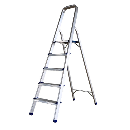 Pentru Casa si Camping - Scara pliabila din aluminiu cu platforma MESTERINO TOOLS MTJL-302-1x5, 5 trepte, 1.5 metri, greutate maxima suportata 120 kg
