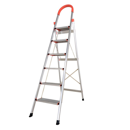 Pentru Casa si Camping - Scara pliabila din aluminiu tip D MESERINO TOOLS MTJL-301-6T, 6 trepte, 1.9 metri, greutate maxima suportata 120 kg