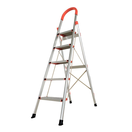 Pentru Casa si Camping - Scara pliabila din aluminiu tip D MESTERINO TOOLS MTJL-301-5T, 5 trepte, 1.67 metri, greutate maxima suportata 120 kg