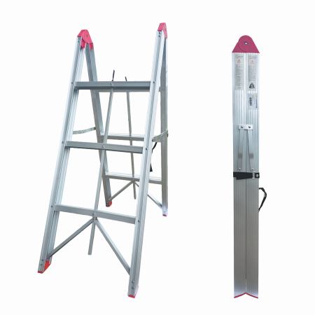 Pentru Casa si Camping - Scara pliabila ultracompacta din aluminiu MESTERINO TOOLS JL-308(2x3), 113x92x44 cm