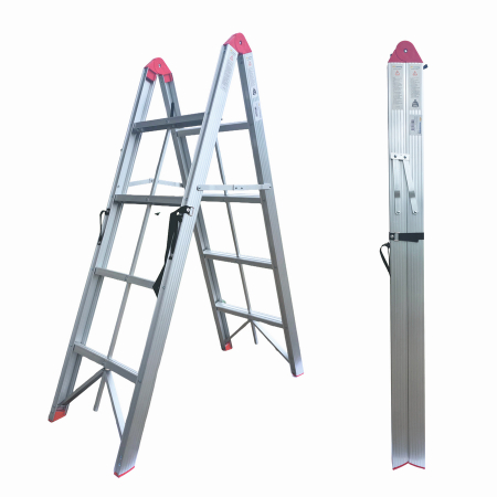 Pentru Casa si Camping - Scara pliabila ultracompacta din aluminiu MESTERINO TOOLS JL-308(2x4), 142x113x44 cm