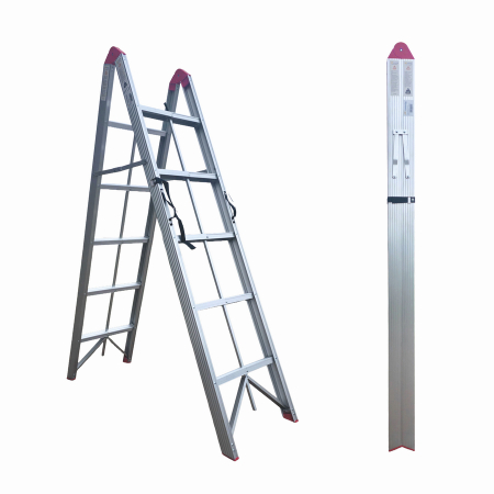 Pentru Casa si Camping - Scara pliabila ultracompacta din aluminiu MESTERINO TOOLS JL-308(2x5), 171x131x44 cm