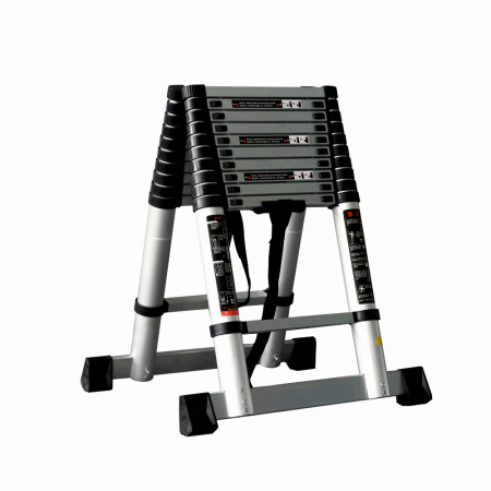 Pentru Casa si Camping - Scara telescopica din aluminiu dubla MESTERINO TOOLS JL-101-2X3.2, 3.2+3.2 metri, 2x11 trepte, greutate maxima 150 kg