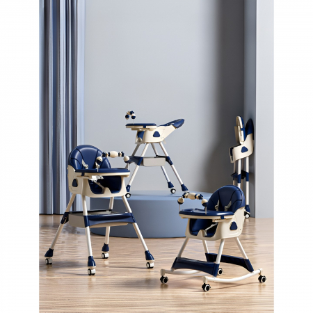 Scaun de Masa pentru Bebelusi si Copii, Flippy, 2 Tavite cu Jucarii si Husa Detasabile, Multifuncțional, Stabil, Centura de Siguranta, Spatar Reglabil Moale, Balansoar, Cos de Depozitare, de la 6 Luni [3]