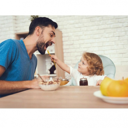 Scaun de masa pentru bebelusi si copii Flippy, cu roti, telescopic, pliabil, masuta reglabila, suport picioare, scaun invelis piele artificiala, centura siguranta, spatiu depozitare, 97 x 73 x 65 cm,  [1]