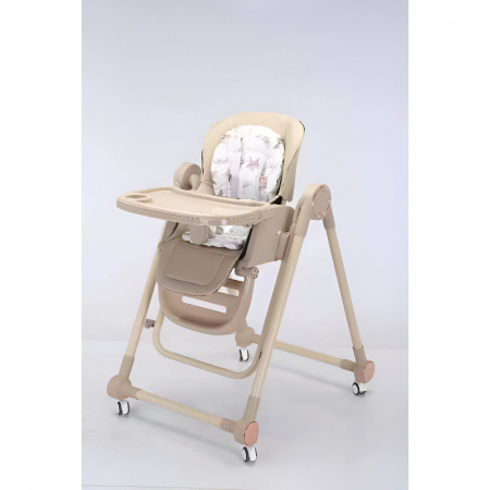 Scaun de Masa pentru Bebelusi si Copii, Flippy, Tavita si Husa Detasabile, Multifuncțional, Stabil, Centura de Siguranta, Inaltime Ajustabila, Spatar Reglabil Moale, Balansoar, de la 6 Luni, Bej [3]