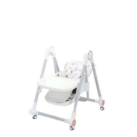 Scaun de Masa pentru Bebelusi si Copii, Flippy, Tavita si Husa Detasabile, Multifuncțional, Stabil, Centura de Siguranta, Inaltime Ajustabila, Spatar Reglabil Moale, Balansoar, de la 6 Luni, Alb [1]