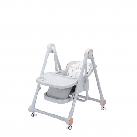 Scaun de Masa pentru Bebelusi si Copii, Flippy, Tavita si Husa Detasabile, Multifuncțional, Stabil, Centura de Siguranta, Inaltime Ajustabila, Spatar Reglabil Moale, Balansoar, de la 6 Luni, Gri [3]