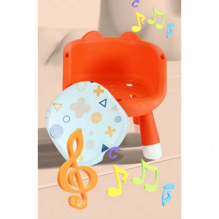 Scaun de Masa pentru Copii, Flippy, 2 in 1, Tavita Detasabila, Spatar Ergonomic, +6 Luni, Inaltime 36 cm, Portocaliu [4]