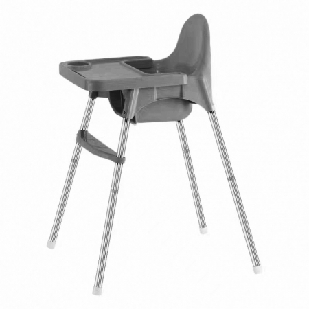 Jucarii, Copii & Bebe - Scaun de masa telescopic pentru bebelusi si copii, Flippy, cu Suport picioare si Centura de siguranta, reglabil pe inaltime, Varsta 6-32 luni, Gri