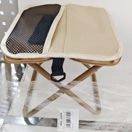 Scaun Taburet Pliabil pentru Camping, Flippy, pentru Adulti, Scaun Portabil, Pescuit, din Panza Oxford si Cadru Metalic, Mic 26 x 24 x 24 cm, Bej [5]