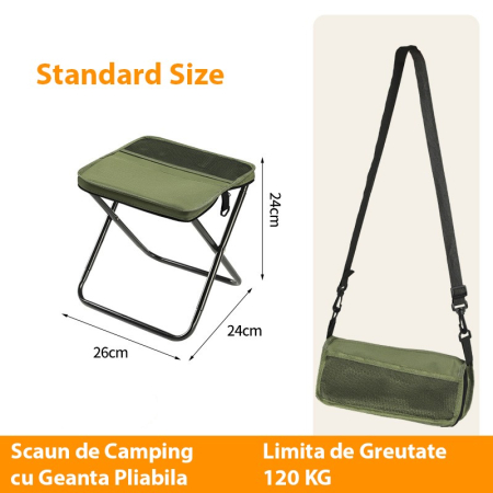 Scaun Taburet Pliabil pentru Camping, Flippy, pentru Adulti, Scaun Portabil, Pescuit, din Panza Oxford si Cadru Metalic, Mic 26 x 24 x 24 cm, Verde [1]