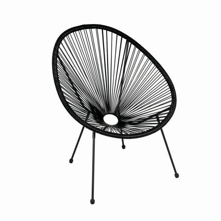 Scaun terasa KLUGMEISTER JFC038 72x74x86 cm, structura din otel, sezut din ratan, culoare neagra [1]