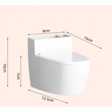 Scrumiera creativa Flippy, Forma de Toaleta, Capac Alb , Material ABS si Otel Inoxidabil, 12.5 x 10 x 8 cm, Fixare prin Lipire sau De Sine Statator, pentru Baie, Camera, Bucatarie, Balcon, Alb, model  [1]