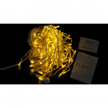 Sectiune de Craciun Flippy® Tip Turturi, 8 jocuri de lumini Sectiu 5 m, 143 LED-uri, Interconectabila, Fir Alb, Alb Cald [3]