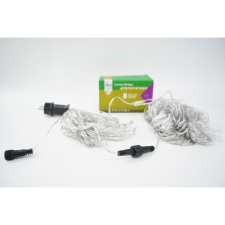 Sectiune Instalatie de Craciun Flippy, Tip Plasa, 160 LED-uri, 2 m x 2 m, 8 jocuri de lumini, Interconectabila, Fir transparent, Alb cald [3]