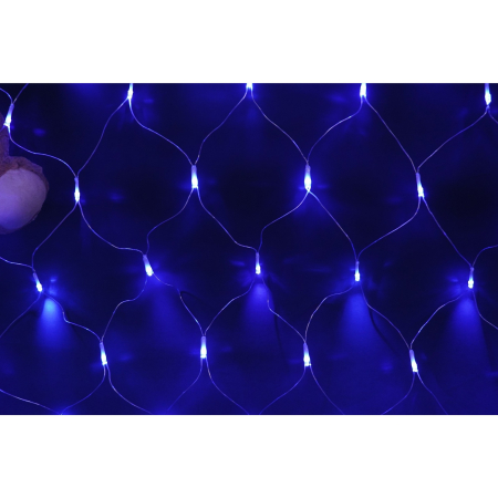 Sectiune Instalatie de Craciun Flippy, Tip Plasa, 160 LED-uri, 2 m x 2 m, 8 jocuri de lumini, Interconectabila, Fir transparent, Albastru [2]