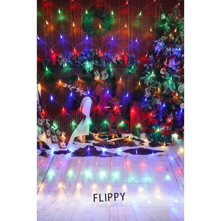 Sectiune Instalatie de Craciun Flippy, Tip Plasa, 160 LED-uri, 2 m x 2 m, 8 jocuri de lumini, Interconectabila, Fir transparent, Multicolor [1]