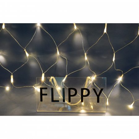 Sectiune Instalatie de Craciun Flippy, Tip Plasa, 320 LED-uri, 3 m x 3 m, 8 jocuri de lumini, Interconectabila, Fir transparent, Alb cald [2]