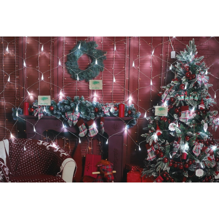 Sectiune Instalatie de Craciun Flippy, Tip Plasa, 80 LED-uri, 2 m x 1 m, 8 jocuri de lumini, Interconectabila, Fir transparent, Alb rece [1]