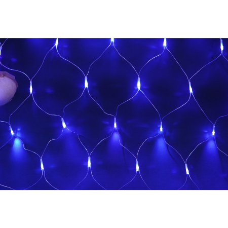 Sectiune Instalatie de Craciun Flippy, Tip Plasa, 80 LED-uri, 2 m x 1 m, 8 jocuri de lumini, Interconectabila, Fir transparent, Albastru [2]