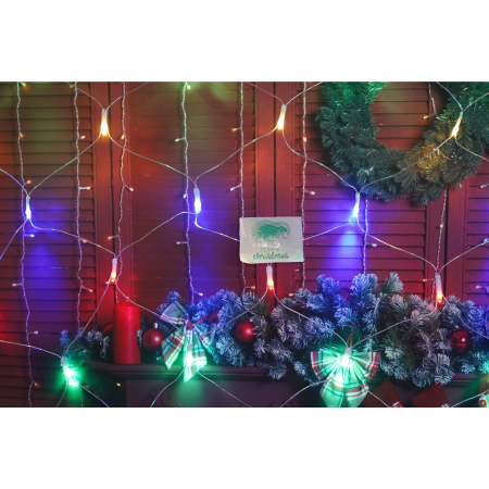 Sectiune Instalatie de Craciun Flippy, Tip Plasa, 80 LED-uri, 2 m x 1 m, 8 jocuri de lumini, Interconectabila, Fir transparent, Multicolor [1]