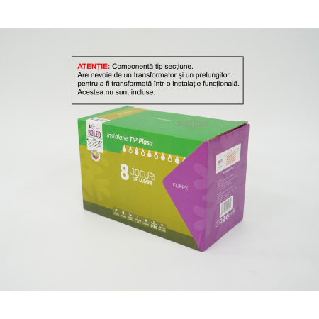 Sectiune Instalatie de Craciun Flippy, Tip Plasa, 80 LED-uri, 2 m x 1 m, 8 jocuri de lumini, Interconectabila, Fir transparent, Multicolor [0]