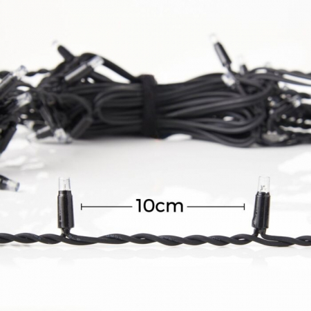 Sectiune Instalatie de Craciun Flippy® Tip Turturi, Franjuri cu Flash, IP65, Sectiune 5 m, 120 LED-uri, Interconectabila, Fir Negru, Alb Cald, Atentie! fara Alimentator [2]